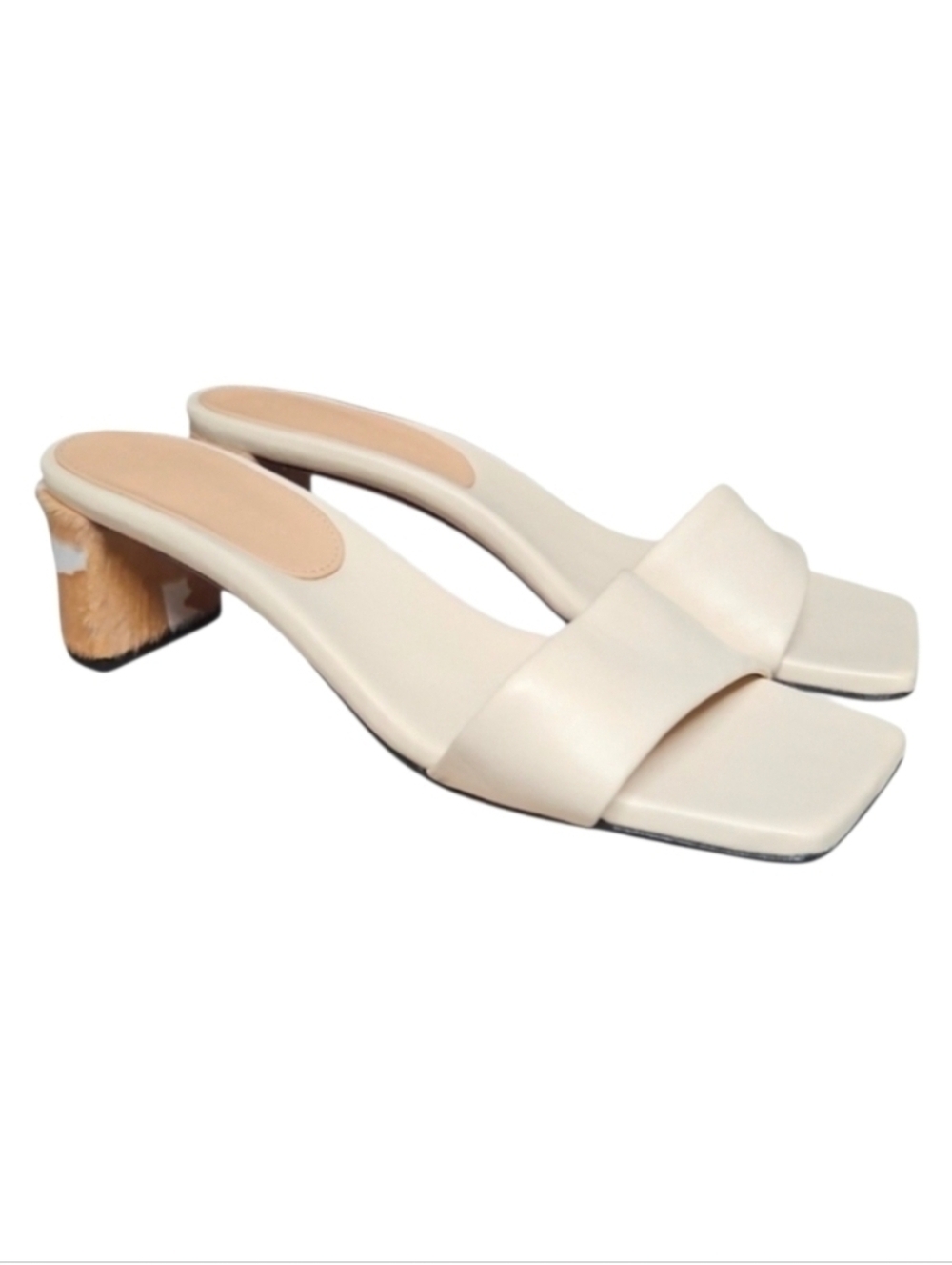 DEAR FRANCES | Cowhide Chaise Mule Sandals in Creme EU 37 / US 7
